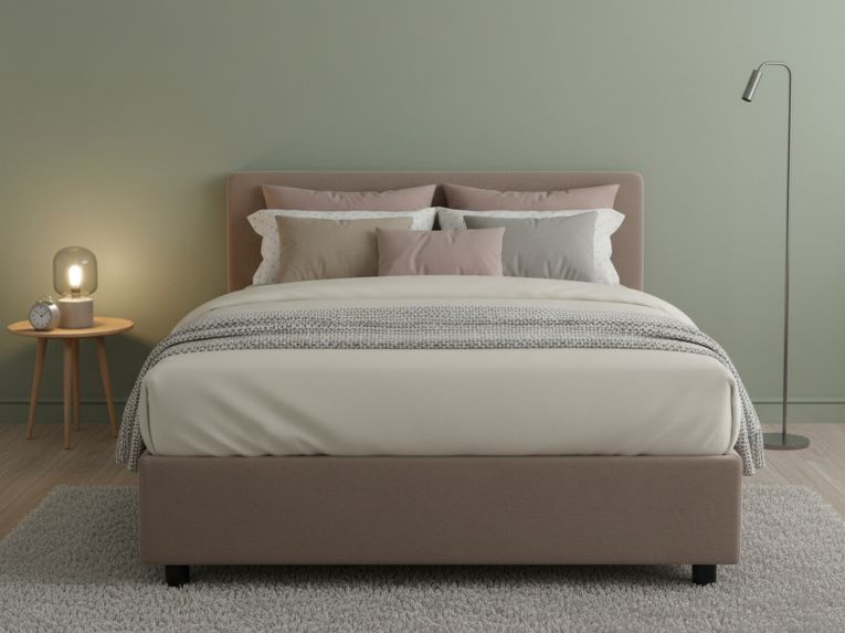 Letto piazza e mezza Aftis, con materasso Cm 120x190 incluso, Tortora