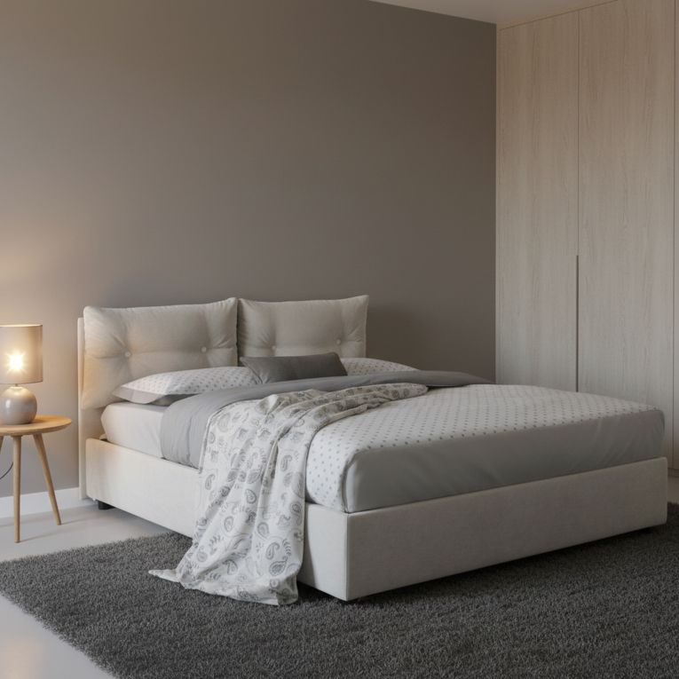 Letto piazza e mezza Agamennone, adatto per materasso Cm 120x190, Bianco