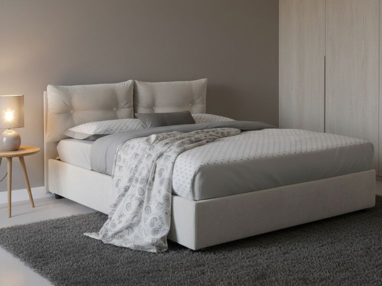 Letto piazza e mezza Agamennone, adatto per materasso Cm 120x190, Bianco