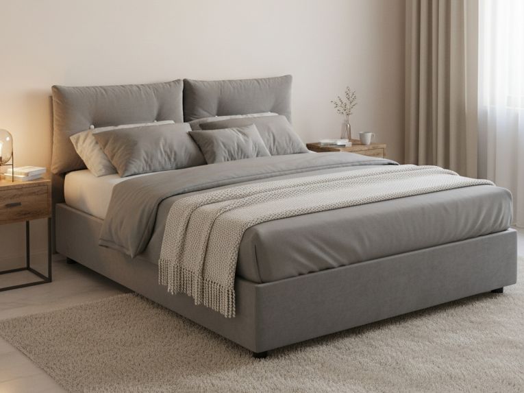 Letto piazza e mezza Agamennone, adatto per materasso Cm 120x190, Grigio