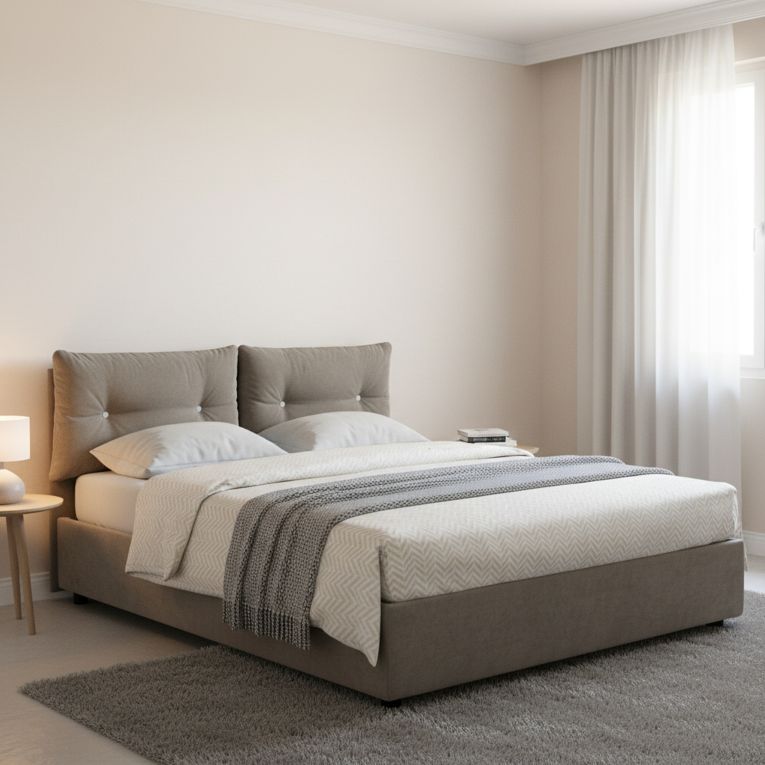 Letto piazza e mezza Agamennone, adatto per materasso Cm 120x190, Tortora