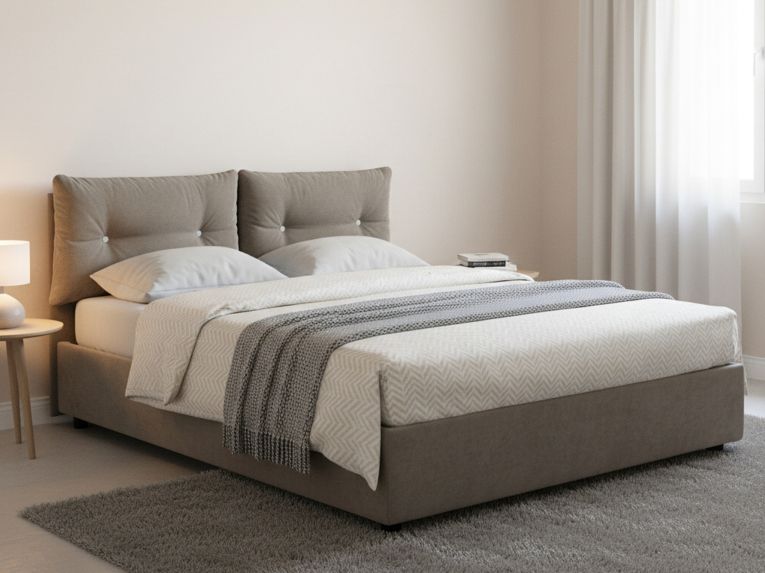 Letto piazza e mezza Agamennone, adatto per materasso Cm 120x190, Tortora