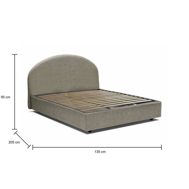 Letto piazza e mezza Akis, adatto per materasso Cm 120x190, Tortora