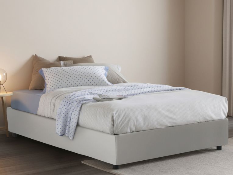 Letto piazza e mezza Alan, adatto per materasso Cm 120x190, Bianco