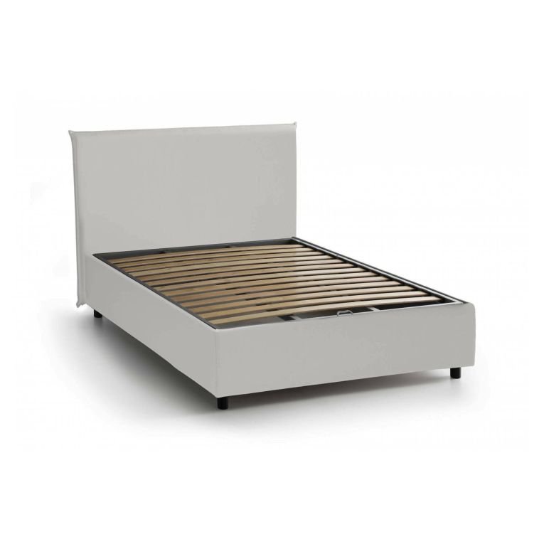Letto piazza e mezza Alia, adatto per materasso Cm 120x190, Bianco