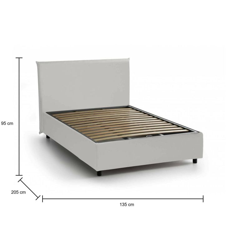 Letto piazza e mezza Alia, adatto per materasso Cm 120x190, Bianco