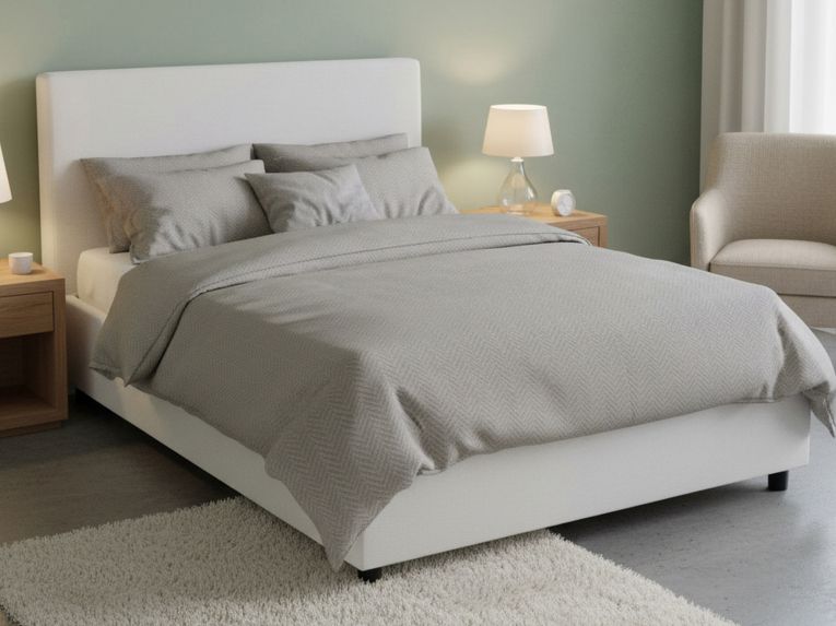 Letto piazza e mezza Alia, adatto per materasso Cm 120x190, Bianco