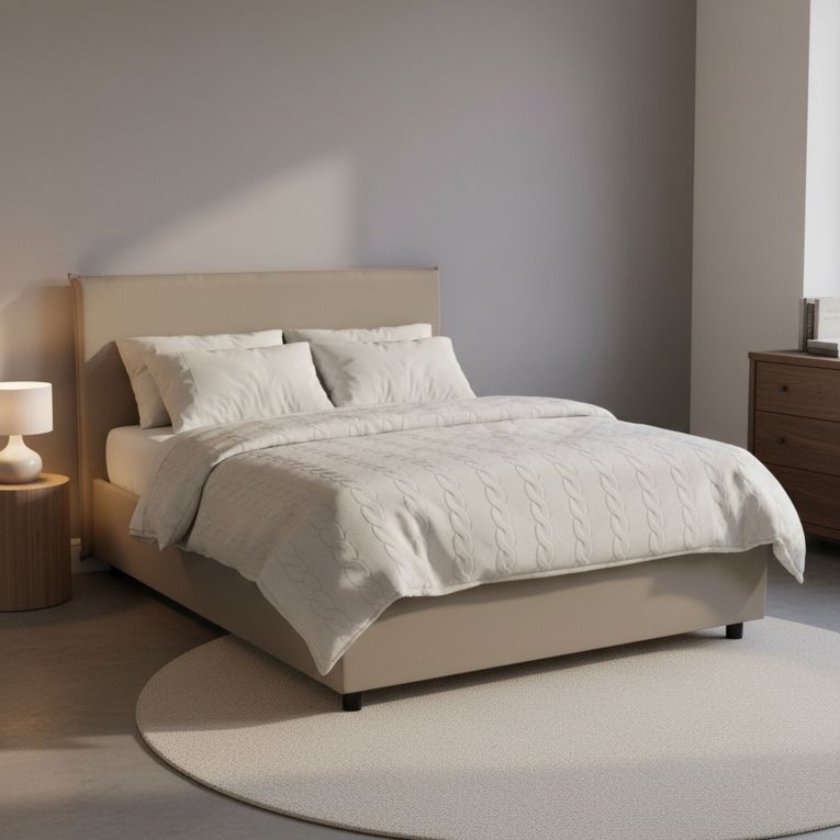 Letto piazza e mezza Alia, adatto per materasso Cm 120x190, Tortora