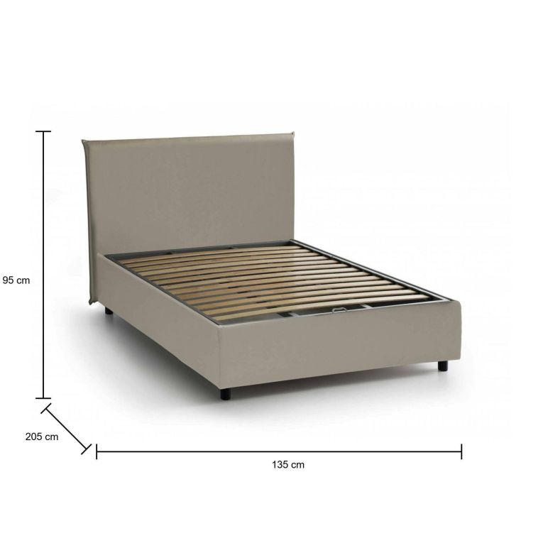 Letto piazza e mezza Alia, adatto per materasso Cm 120x190, Tortora