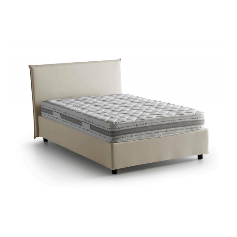 Letto piazza e mezza Alush, con materasso Cm 120x190 incluso, Beige