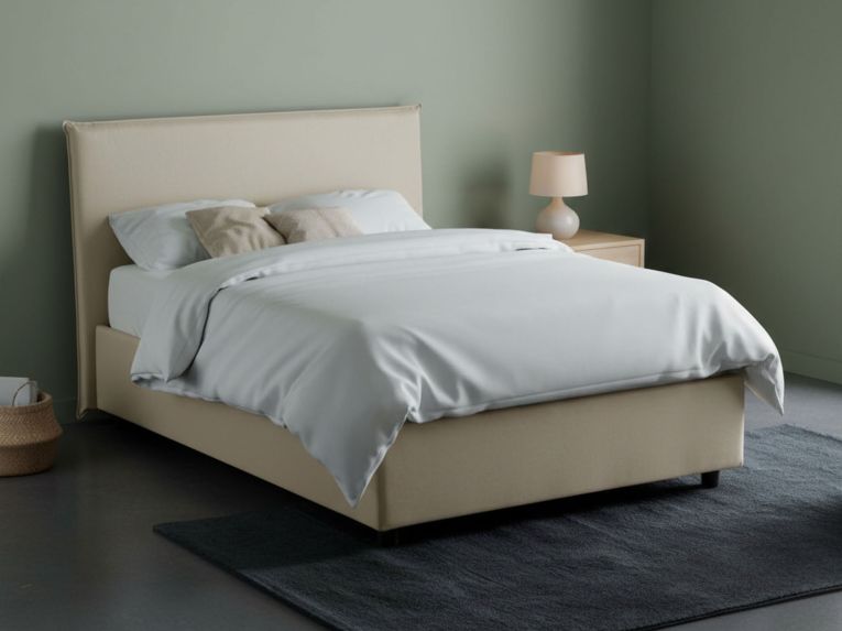 Letto piazza e mezza Alush, con materasso Cm 120x190 incluso, Beige