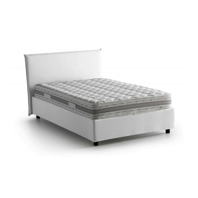 Letto piazza e mezza Alush, con materasso Cm 120x190 incluso, Bianco