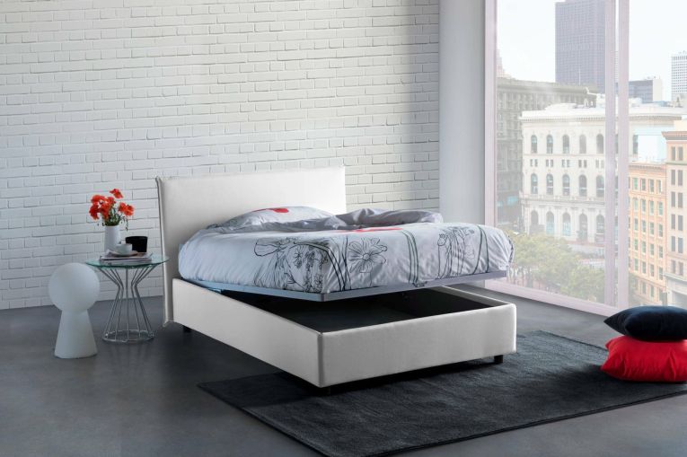 Letto piazza e mezza Alush, con materasso Cm 120x190 incluso, Bianco