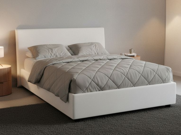 Letto piazza e mezza Alush, con materasso Cm 120x190 incluso, Bianco