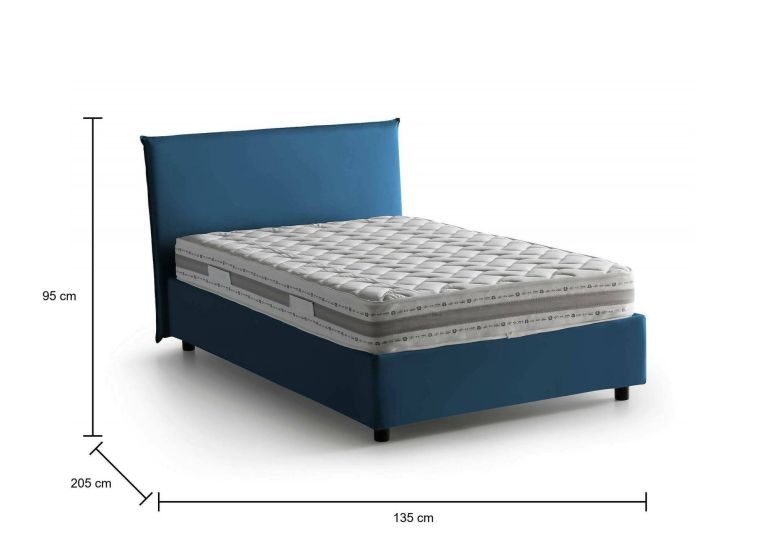 Letto piazza e mezza Alush, con materasso Cm 120x190 incluso, Blu