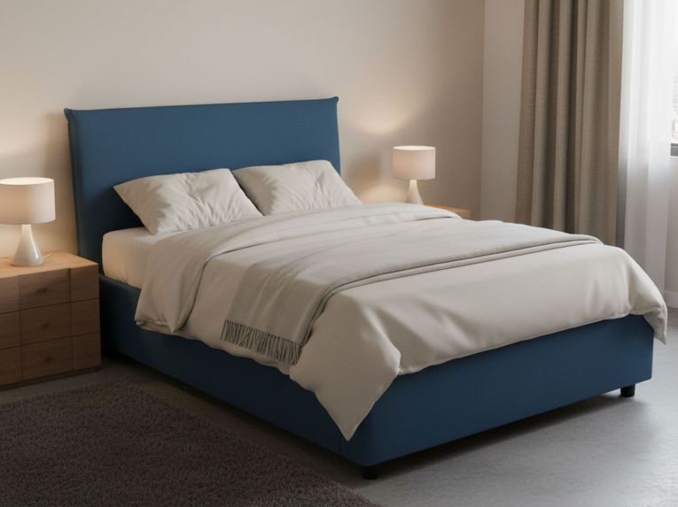 Letto piazza e mezza Alush, con materasso Cm 120x190 incluso, Blu