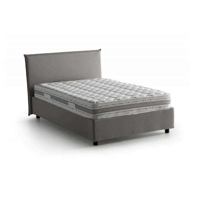 Letto piazza e mezza Alush, con materasso Cm 120x190 incluso, Grigio