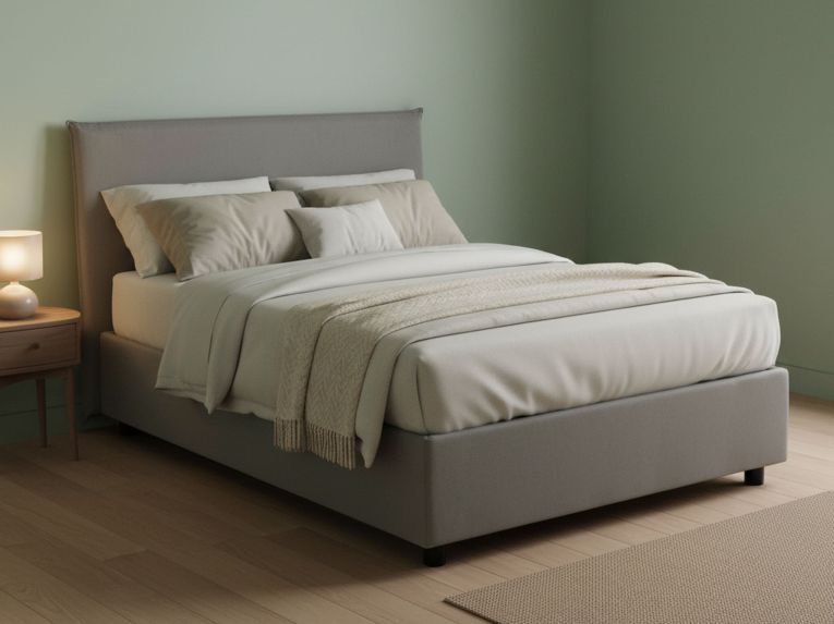 Letto piazza e mezza Alush, con materasso Cm 120x190 incluso, Grigio