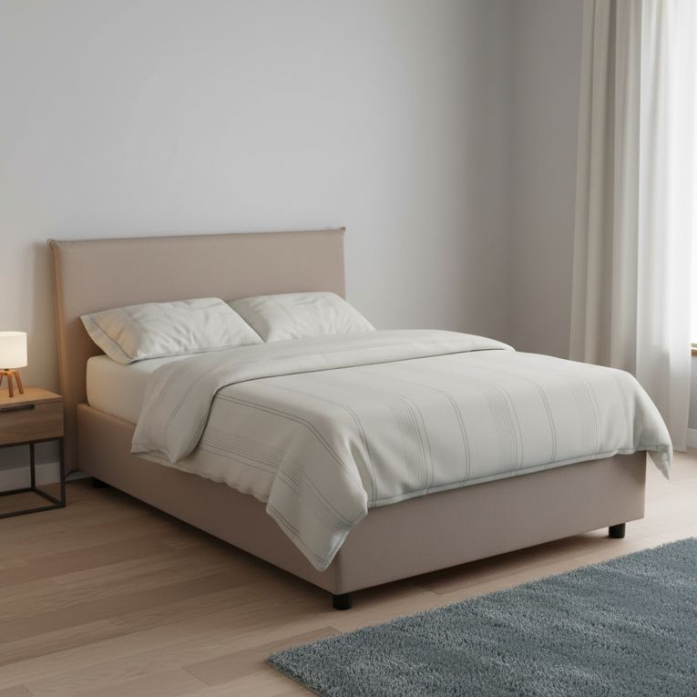 Letto piazza e mezza Alush, con materasso Cm 120x190 incluso, Tortora