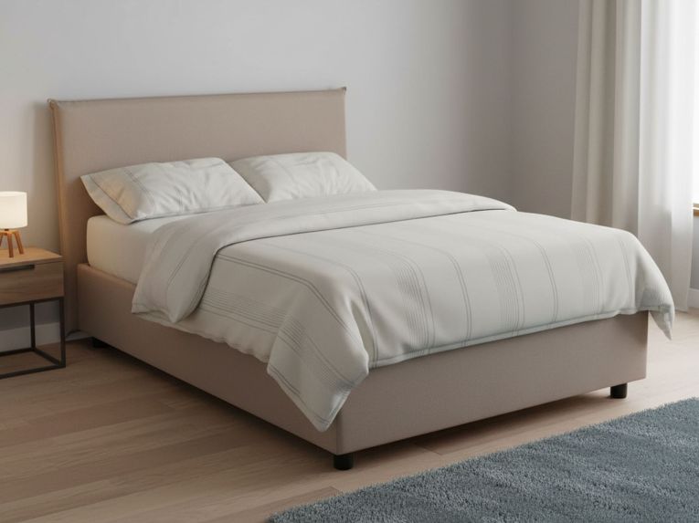 Letto piazza e mezza Alush, con materasso Cm 120x190 incluso, Tortora