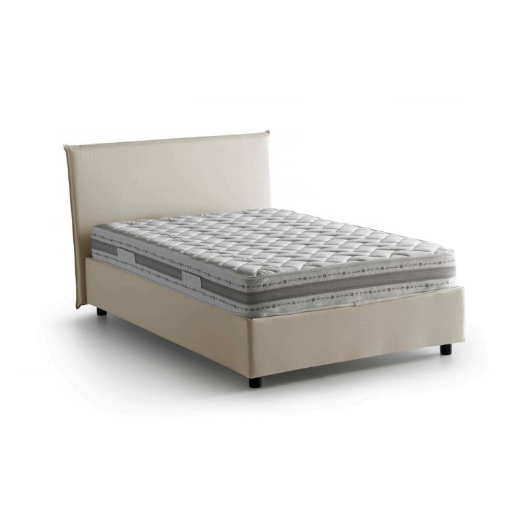 Letto piazza e mezza Alvino, con materasso Cm 120x200 incluso, Beige