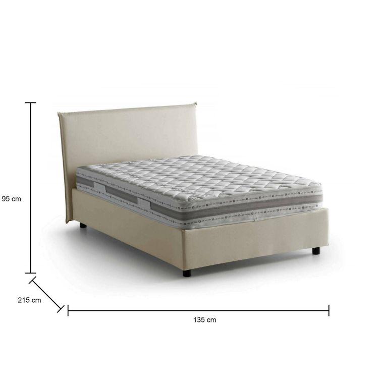 Letto piazza e mezza Alvino, con materasso Cm 120x200 incluso, Beige