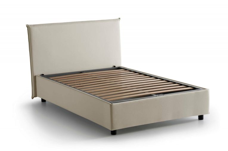 Letto piazza e mezza Alvino, con materasso Cm 120x200 incluso, Beige