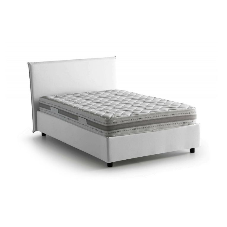 Letto piazza e mezza Alvino, con materasso Cm 120x200 incluso, Bianco