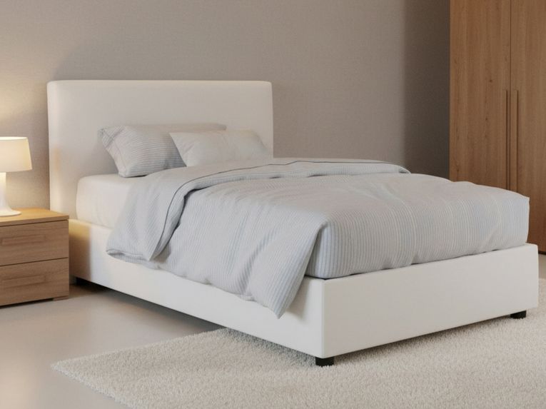 Letto piazza e mezza Alvino, con materasso Cm 120x200 incluso, Bianco
