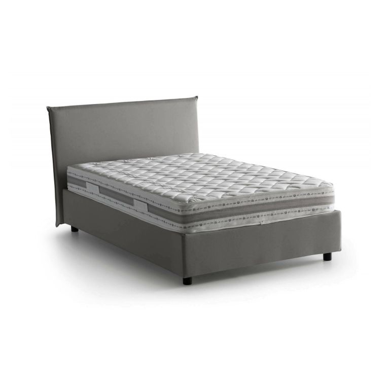 Letto piazza e mezza Alvino, con materasso Cm 120x200 incluso, Grigio