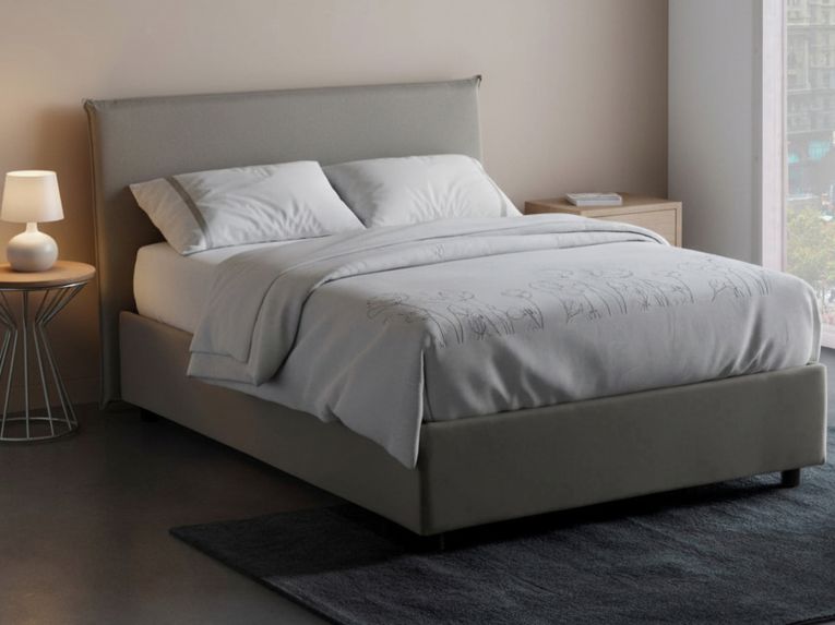 Letto piazza e mezza Alvino, con materasso Cm 120x200 incluso, Grigio