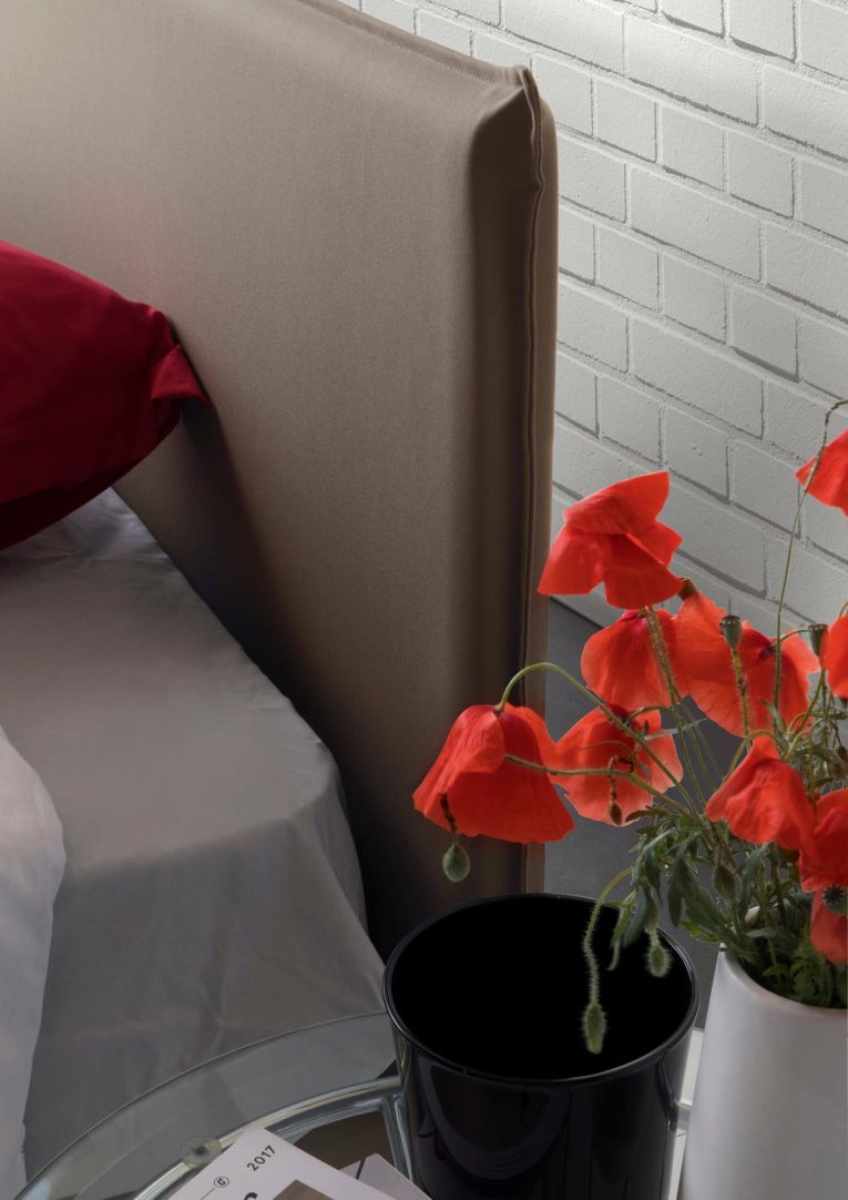 Letto piazza e mezza Alvino, con materasso Cm 120x200 incluso, Tortora