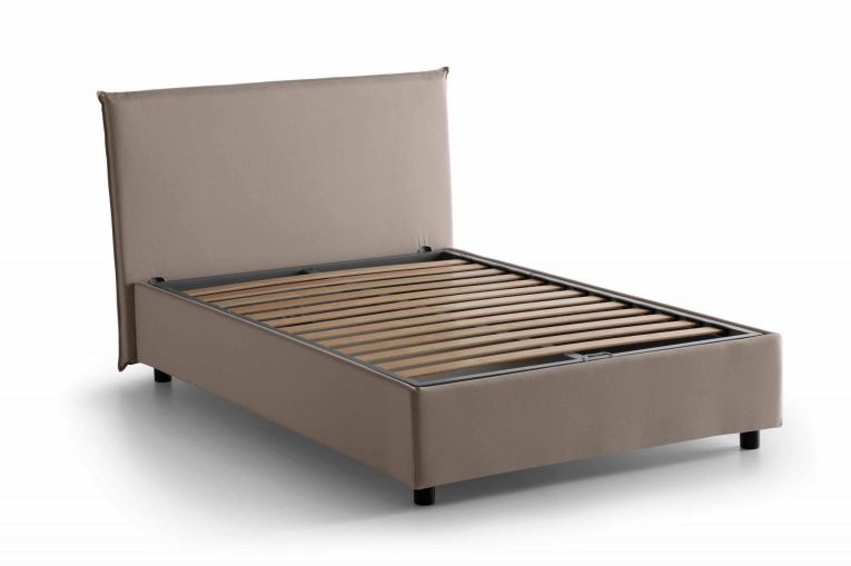 Letto piazza e mezza Alvino, con materasso Cm 120x200 incluso, Tortora