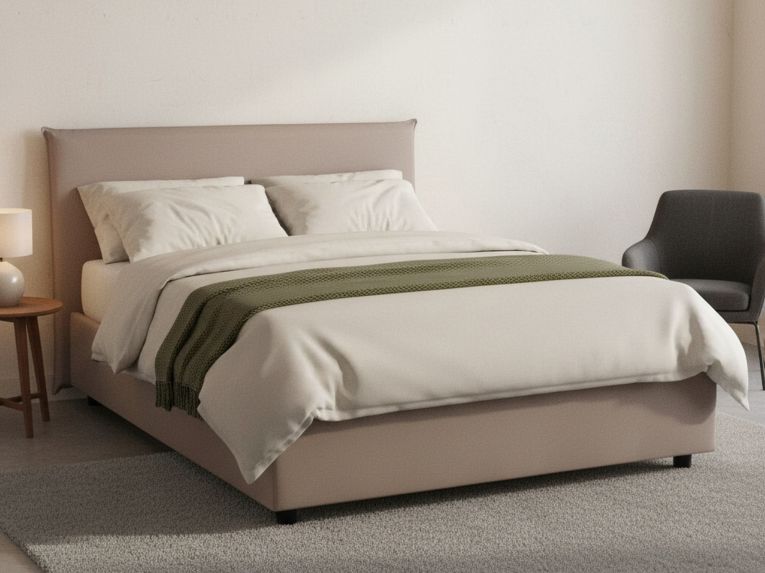 Letto piazza e mezza Alvino, con materasso Cm 120x200 incluso, Tortora