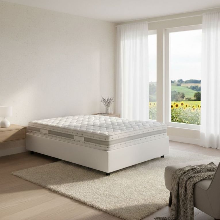 Letto piazza e mezza Alvise, con materasso Cm 120x190 incluso, Bianco