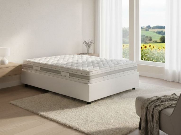 Letto piazza e mezza Alvise, con materasso Cm 120x190 incluso, Bianco