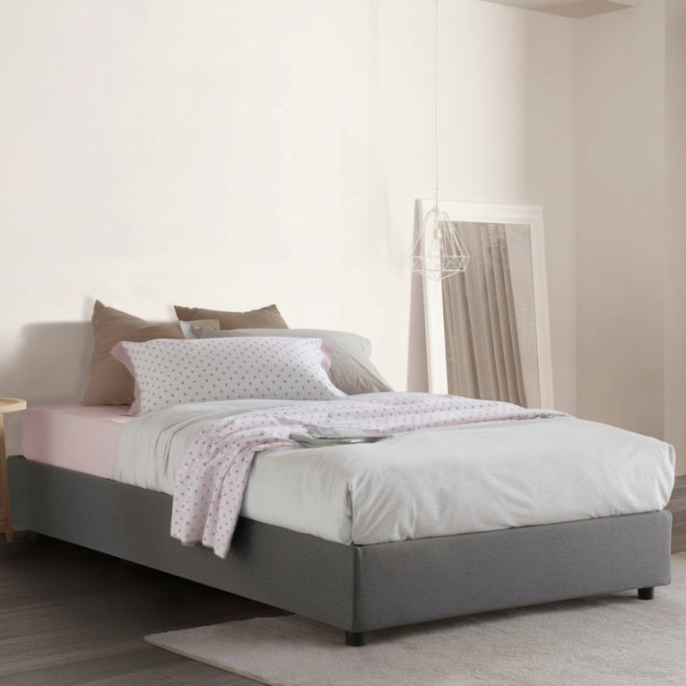 Letto piazza e mezza Alvise, con materasso Cm 120x190 incluso, Grigio
