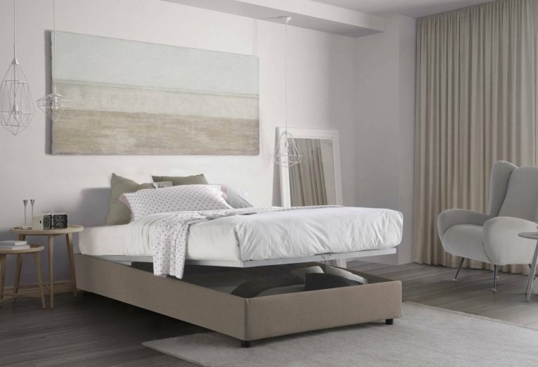 Letto piazza e mezza Alvise, con materasso Cm 120x190 incluso, Tortora