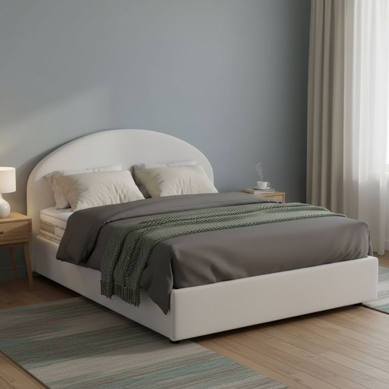 Letto piazza e mezza Ambher, con materasso Cm 120x190 incluso, Bianco