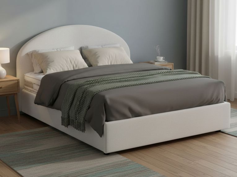 Letto piazza e mezza Ambher, con materasso Cm 120x190 incluso, Bianco