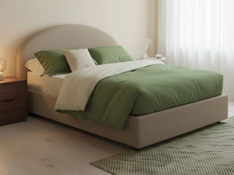 Letto piazza e mezza Ambher, con materasso Cm 120x190 incluso, Tortora