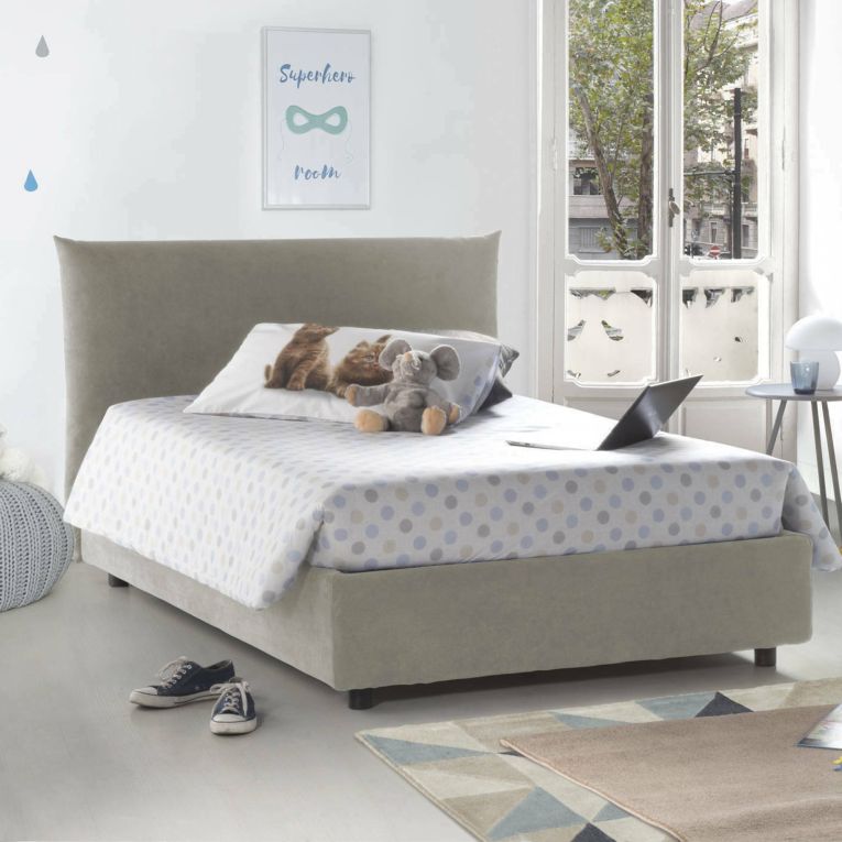 Letto piazza e mezza Amorino, adatto per materasso Cm 120x190, Beige