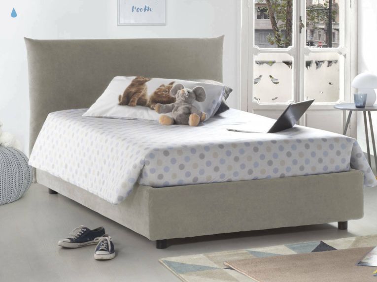 Letto piazza e mezza Amorino, adatto per materasso Cm 120x190, Beige