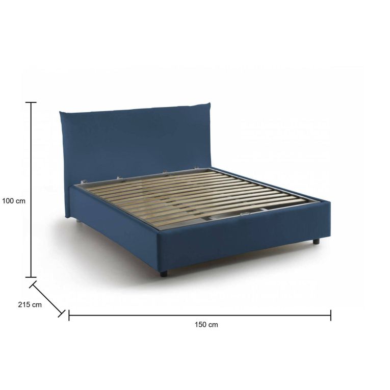 Letto piazza e mezza Amorino, adatto per materasso Cm 120x190, Blu