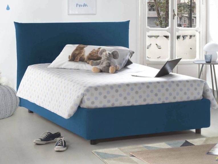 Letto piazza e mezza Amorino, adatto per materasso Cm 120x190, Blu