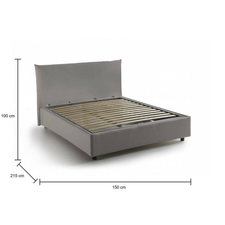 Letto piazza e mezza Amorino, adatto per materasso Cm 120x190, Tortora