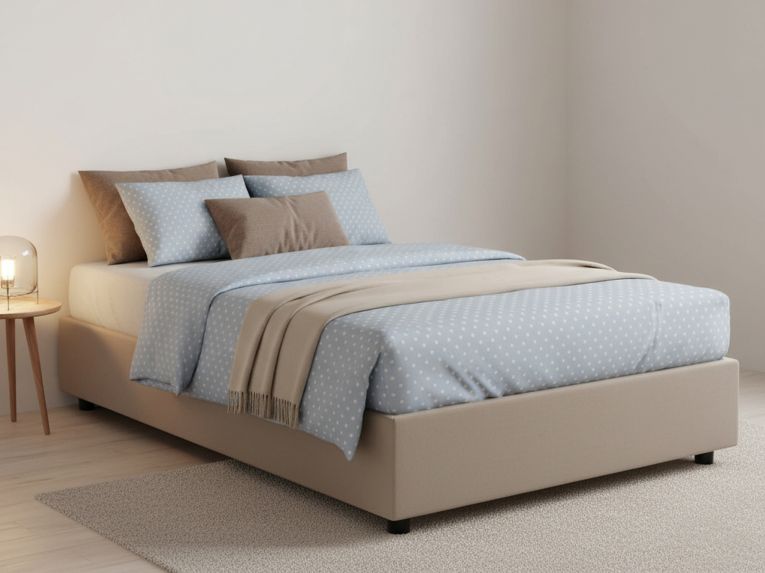 Letto piazza e mezza Anahi, con materasso Cm 120x190 incluso, Tortora