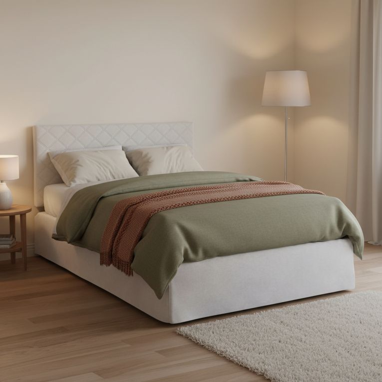 Letto piazza e mezza Anas, adatto a materasso da Cm 120x190, Bianco