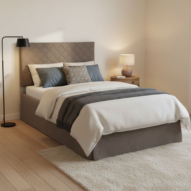 Letto piazza e mezza Anas, adatto a materasso da Cm 120x190, Tortora