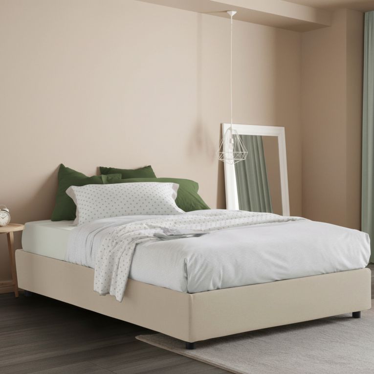 Letto piazza e mezza Andla, adatto per materasso Cm 120x200, Beige
